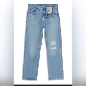 Levi's Premium 501 Original Cropped Womens Jean Size 23 X 26 Distressed Straight
